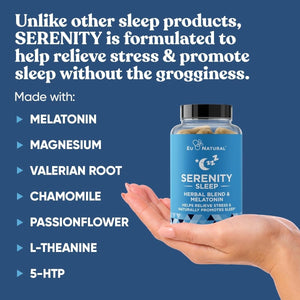 Serenity Sleep Natural Sleep Aid - 60 Vegan Soft Caps - Suppviv