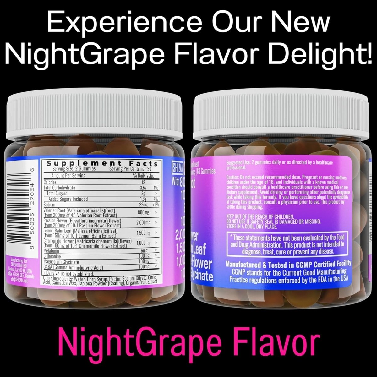 SHIZAM Valerian Root Chamomile Gummies, Aid for Calm & Stress for Kids & Adults - Suppviv