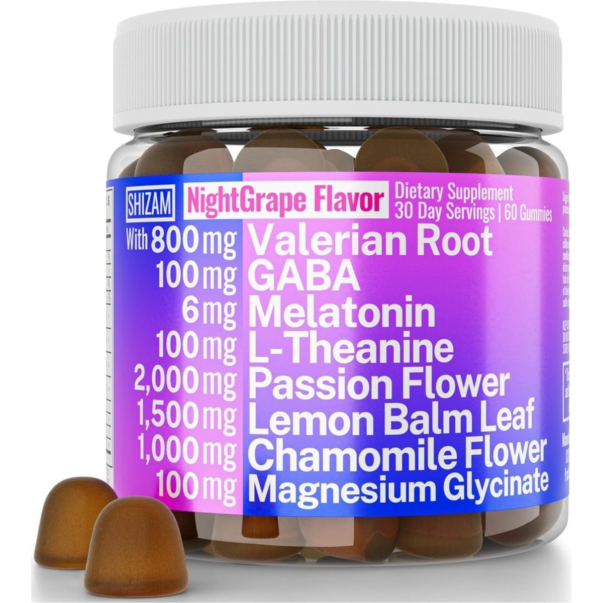 SHIZAM Valerian Root Chamomile Gummies, Aid for Calm & Stress for Kids & Adults - Suppviv
