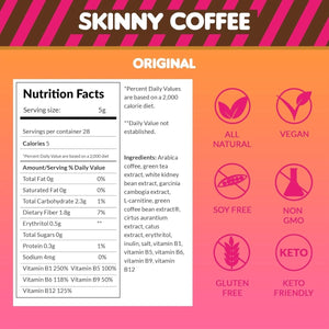 Skinny Boost Skinny Coffee - (Unflavored) Instant Sticks (28 Packets) - Suppviv