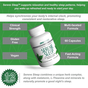 Sleep Serene Sleep Aid - for Adults - Melatonin 3Mg 60 Capsules - Suppviv
