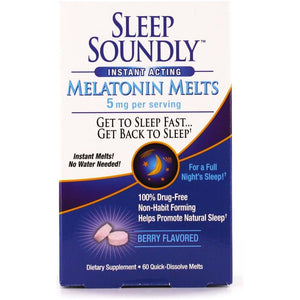 Sleep Soundly Melatonin Melts 5 Mg Berry Flavor, Night Time Sleeping Aid 60 Count - Suppviv
