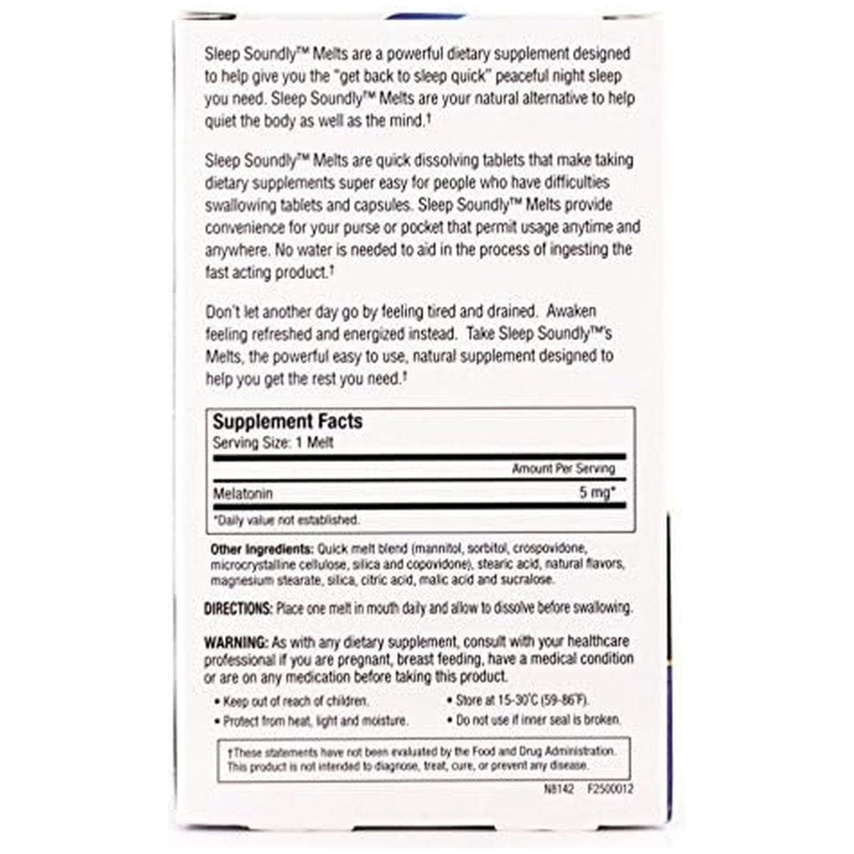 Sleep Soundly Melatonin Melts 5 Mg Berry Flavor, Night Time Sleeping Aid 60 Count - Suppviv