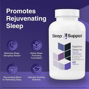 Sleepsupport - Natural Sleep Aid for Adults to Help Promote Calm and Relaxation 60 Capsules - Suppviv