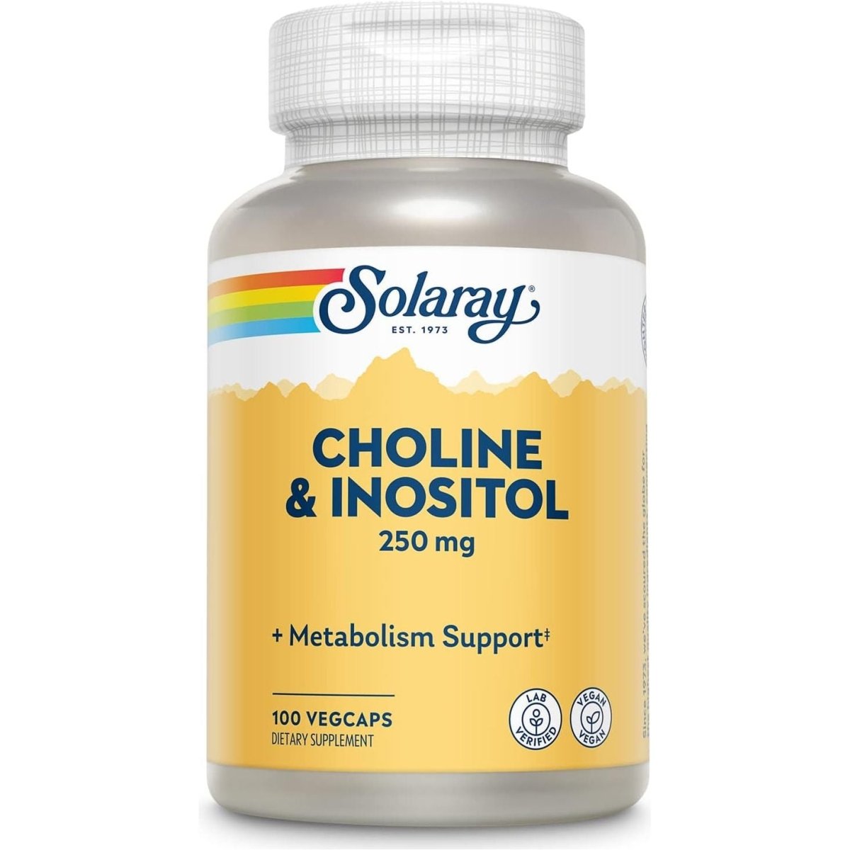 Solaray Choline & Inositol 250 Mg | Two - Nutrient Combo for Healthy Fat Metabolism, Brain Function Support | 100 Vegcaps - Suppviv