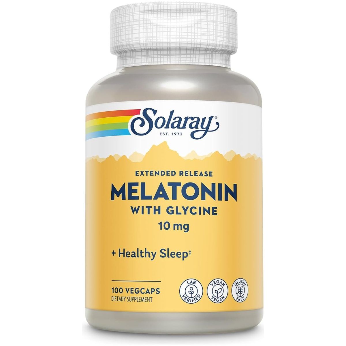 SOLARAY Melatonin 10Mg with Glycine - Healthy Sleep Aid and Calming Relaxation Support - 100 Vegcaps - Suppviv