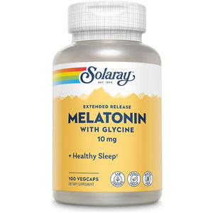 SOLARAY Melatonin 10Mg with Glycine - Healthy Sleep Aid and Calming Relaxation Support - 100 Vegcaps - Suppviv