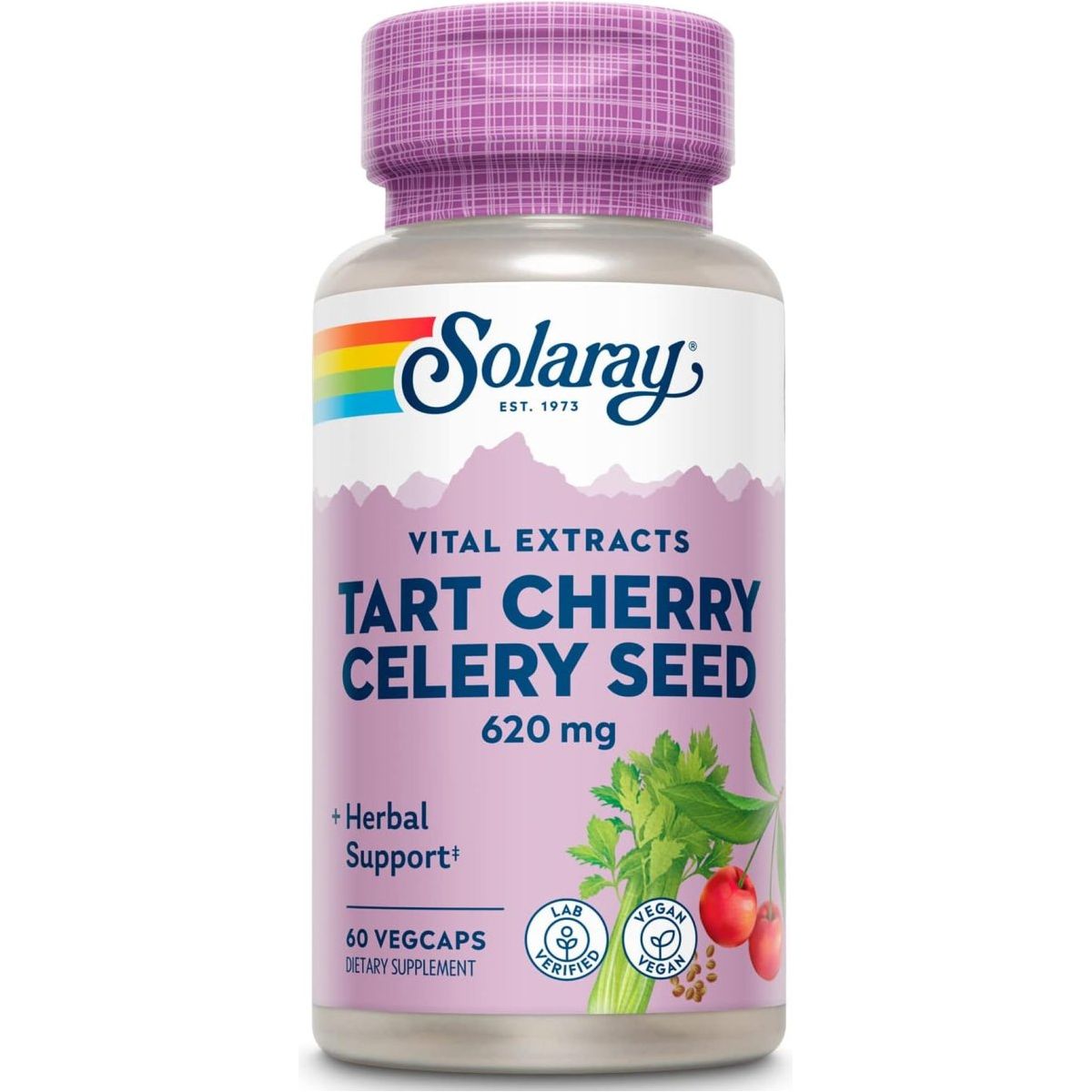 Solaray Tart Cherry & Celery Seed - Muscle Recovery & Sleep Support | 60 Vegcaps - Suppviv