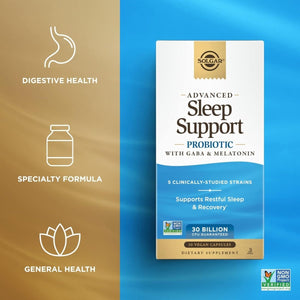 Solgar Advanced Sleep Support Probiotic with GABA & Melatonin 30 Capsules - Suppviv