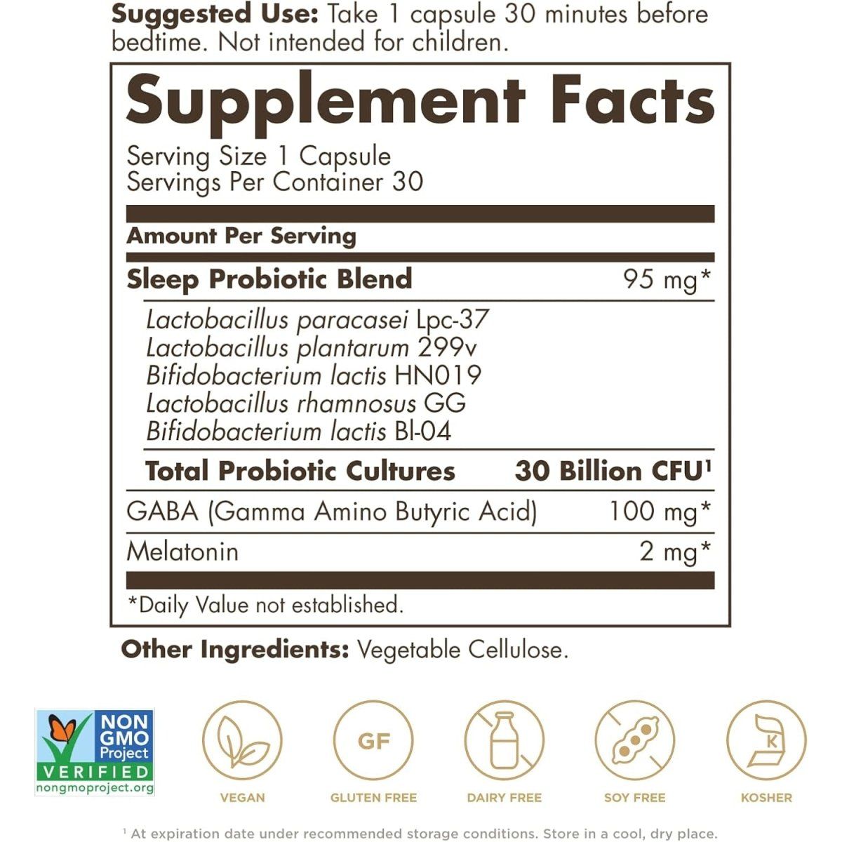 Solgar Advanced Sleep Support Probiotic with GABA & Melatonin 30 Capsules - Suppviv
