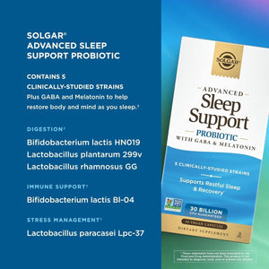 Solgar Advanced Sleep Support Probiotic with GABA & Melatonin 30 Capsules - Suppviv