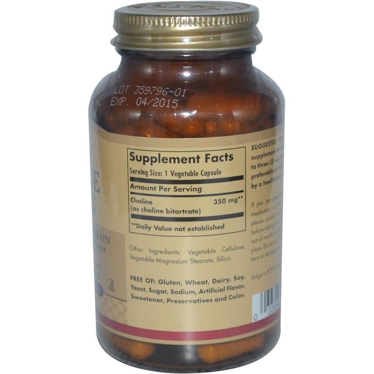 Solgar - Choline 350 Mg Vegetable Capsules - 100 - Suppviv