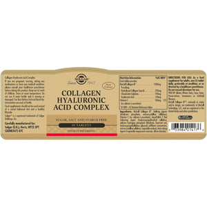 Solgar Collagen Hyaluronic Acid Complex, 30 Tablets - Hydrolyzed Collagen Type 2 - Helps with Fine Lines & Wrinkles - Suppviv