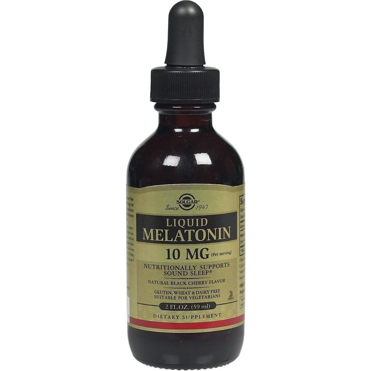 SOLGAR Liquid Melatonin 10 Mg, Natural Black Cherry Flavor - 2 Fl Oz 59 Servings - Suppviv