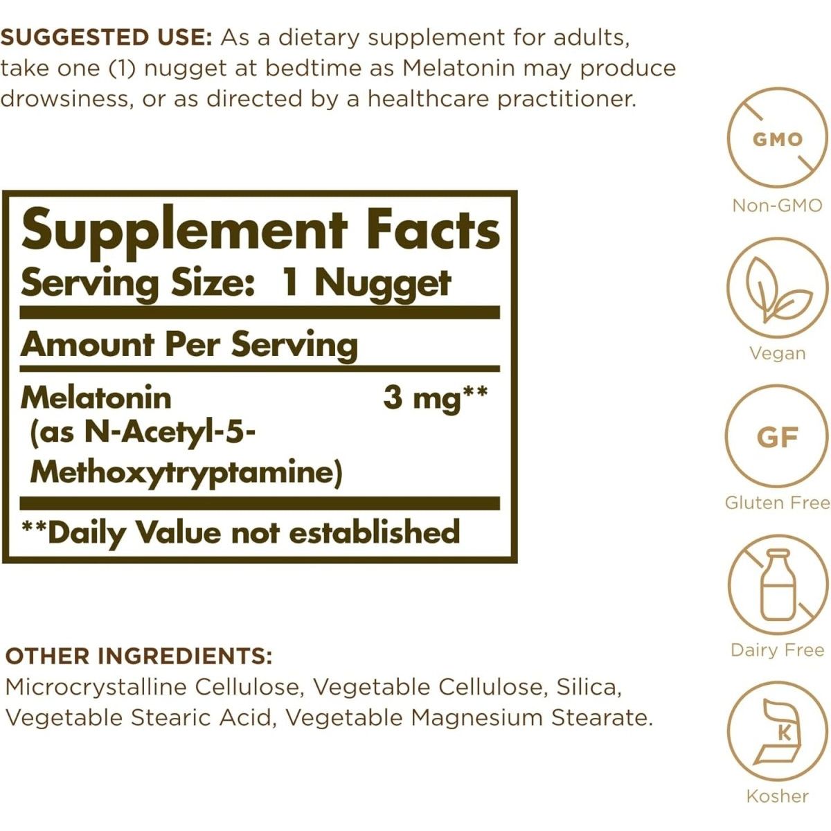 Solgar Melatonin 3 Mg - Helps Promote Relaxation & Rest 120 Nuggets - Suppviv