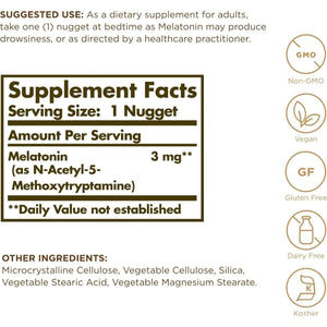 Solgar Melatonin 3 Mg - Helps Promote Relaxation & Rest 120 Nuggets - Suppviv