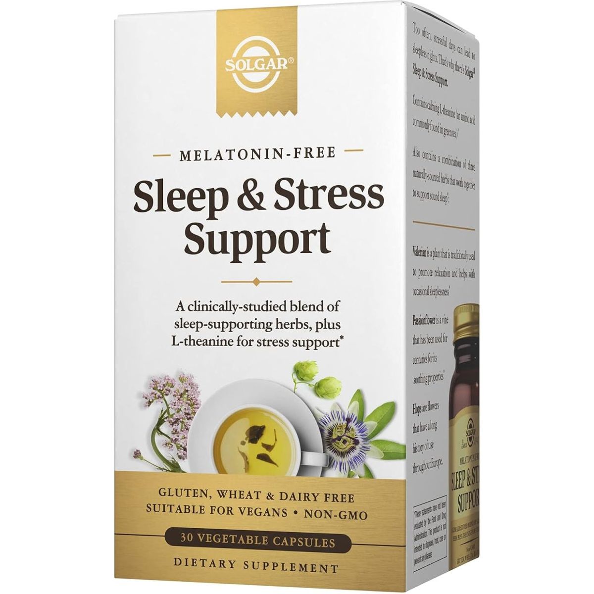 Solgar Sleep & Stress Support - Vegetable Capsules 15 Servings, 30 Count - Suppviv