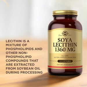 SOLGAR SOYA Lecithin 1360 Mg - 100 Softgels - Source of Choline - Gluten & Dairy Free - 100 Servings - Suppviv