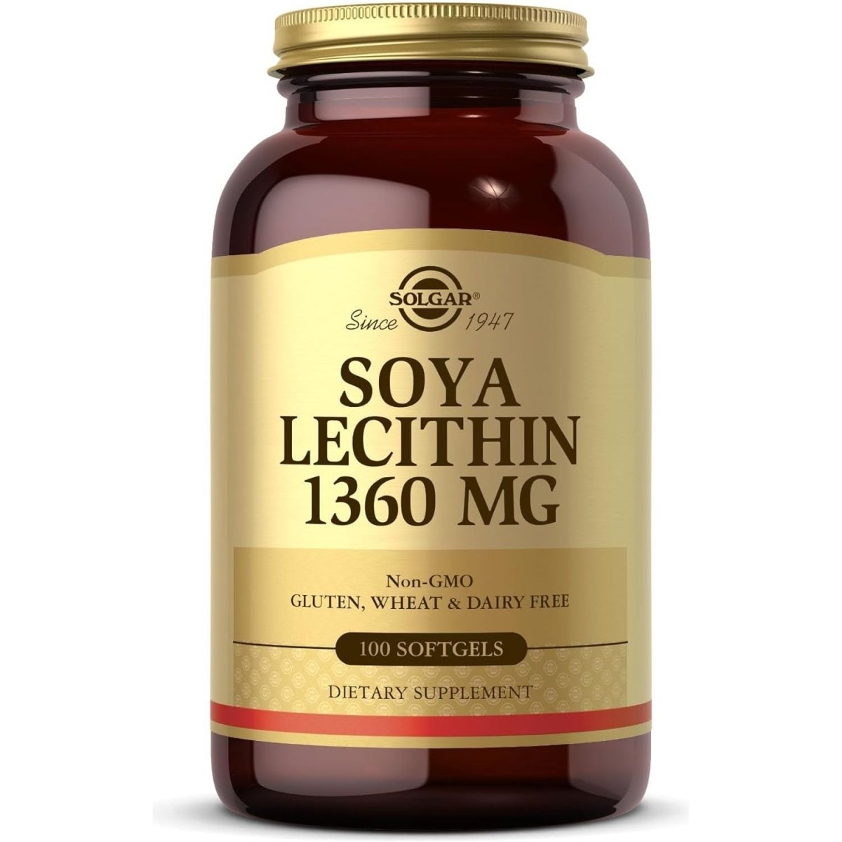 SOLGAR SOYA Lecithin 1360 Mg - 100 Softgels - Source of Choline - Gluten & Dairy Free - 100 Servings - Suppviv