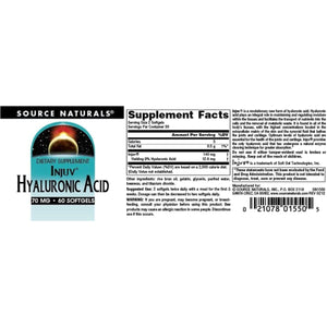 Source Naturals Hyaluronic Acid Injuv 70Mg - 60 Softgels - Suppviv