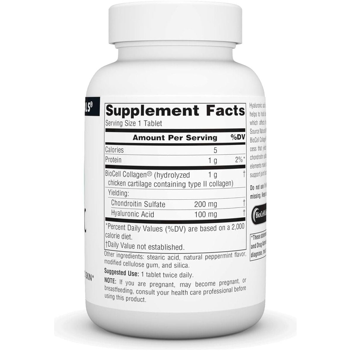 Source Naturals Hyaluronic Acid, Promotes Healthy Joints and Skin*, 100Mg - 60 Tablets - Suppviv