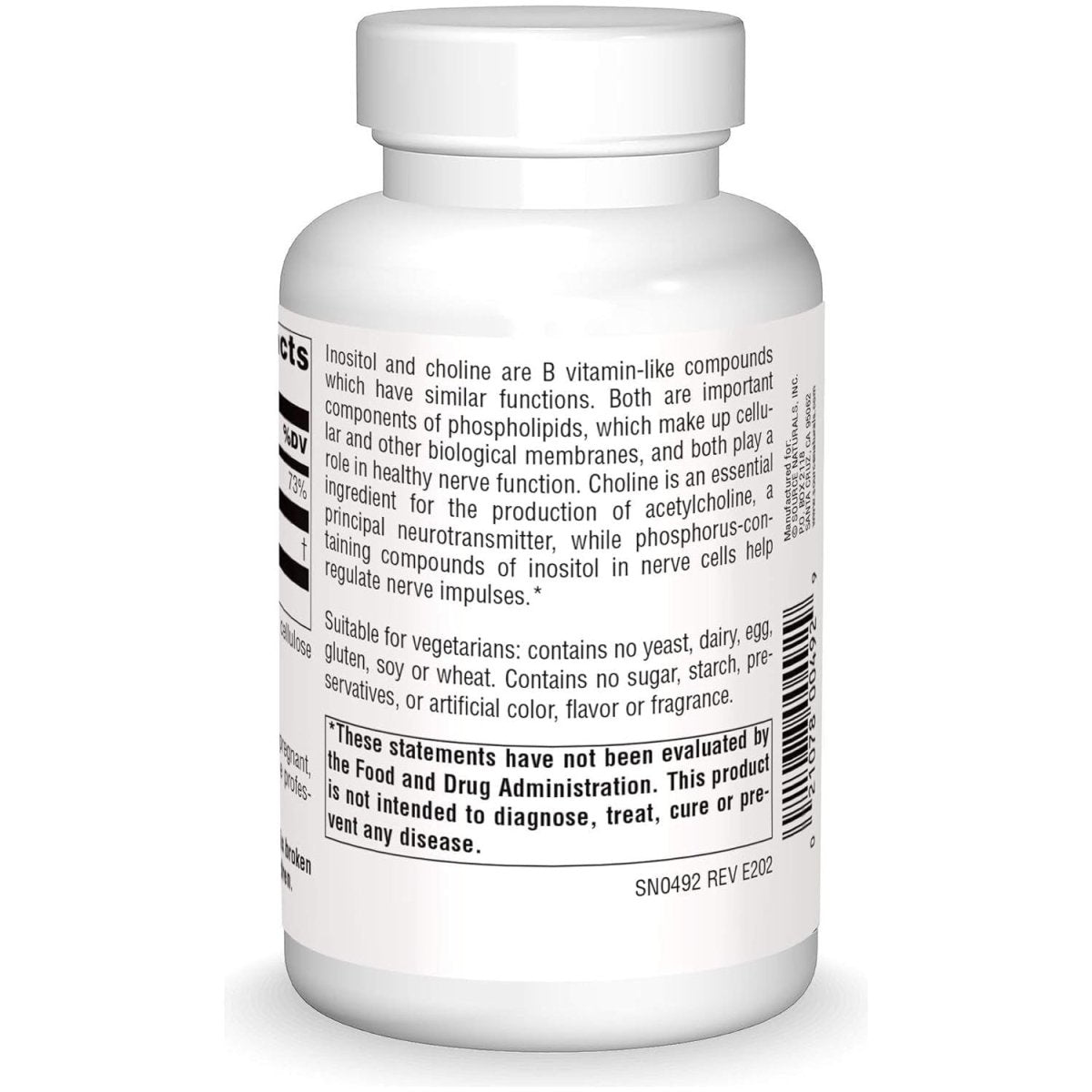 Source Naturals Inositol & Choline 800 Mg Supports Healthy Nerve Function - 100 Tablets - Suppviv