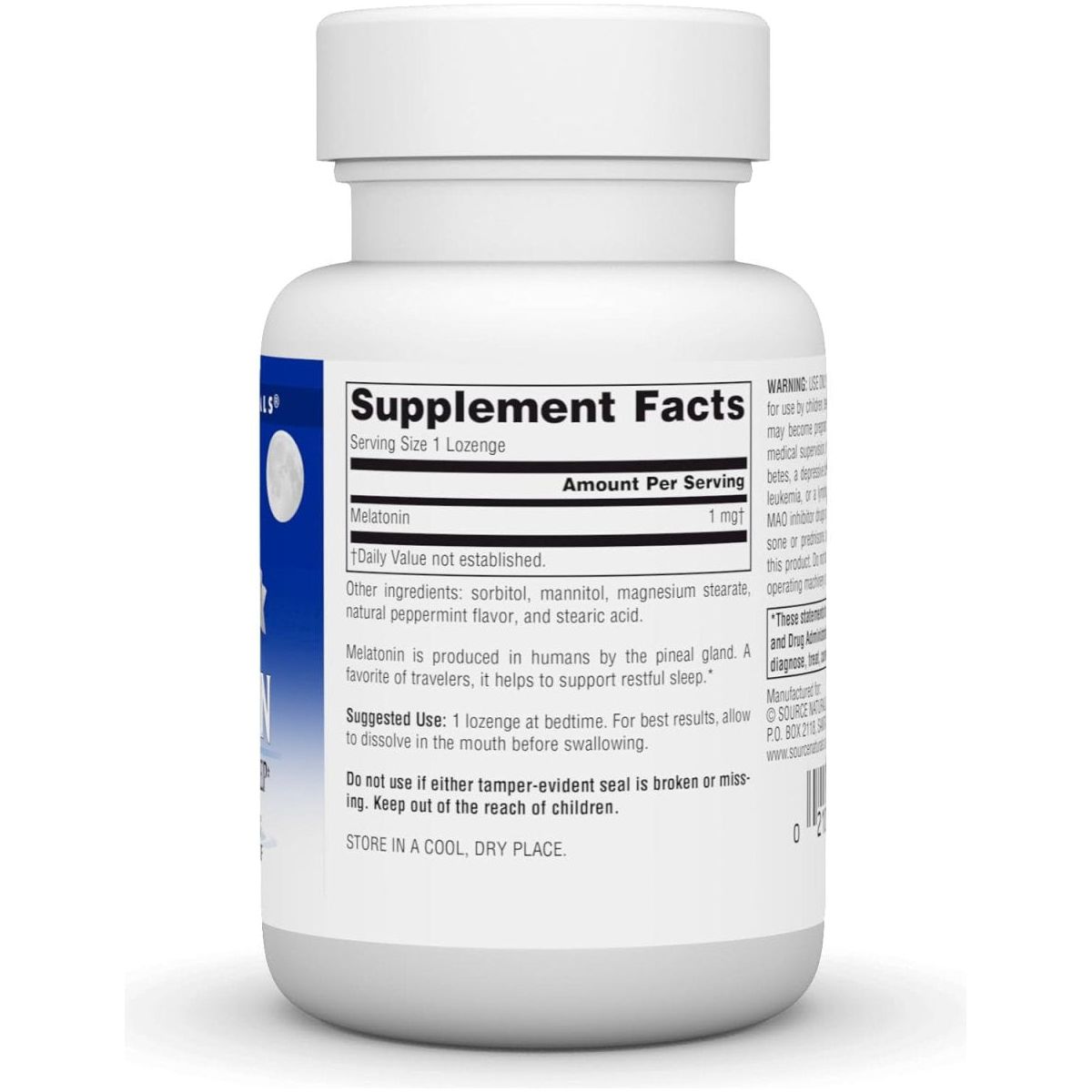 Source Naturals Melatonin 1 Mg - 100 Peppermint Flavored Lozenges - Suppviv