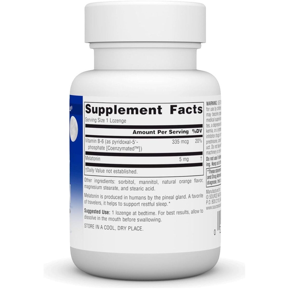 Source Naturals Melatonin 5 Mg - 50 Orange Flavored Lozenges - Suppviv