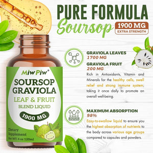 Soursop Graviola Liquid Drop 1900 MG Immune Boost Sleep and Relax (4 Fl Oz) - Suppviv