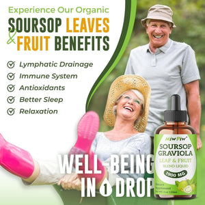 Soursop Graviola Liquid Drop 1900 MG Immune Boost Sleep and Relax (4 Fl Oz) - Suppviv