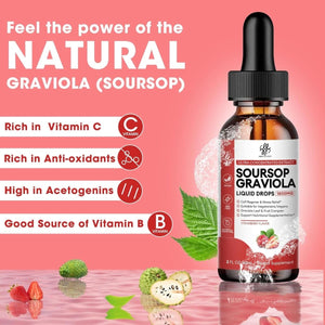 Soursop Graviola Liquid Drop - Soursop Bitters Liquid, Natural Soursop Leaves & Fruit Complex 2 Fl Oz - Suppviv