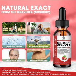 Soursop Graviola Liquid Drop - Soursop Bitters Liquid, Natural Soursop Leaves & Fruit Complex 2 Fl Oz - Suppviv