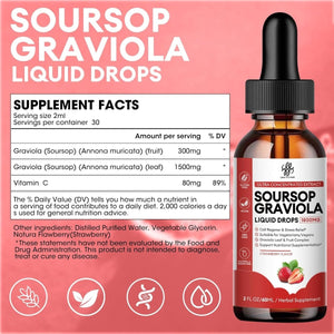 Soursop Graviola Liquid Drop - Soursop Bitters Liquid, Natural Soursop Leaves & Fruit Complex 2 Fl Oz - Suppviv
