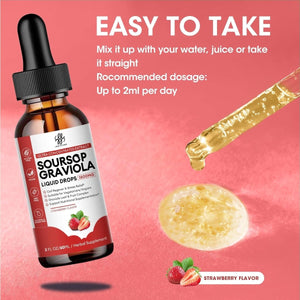 Soursop Graviola Liquid Drop - Soursop Bitters Liquid, Natural Soursop Leaves & Fruit Complex 2 Fl Oz - Suppviv