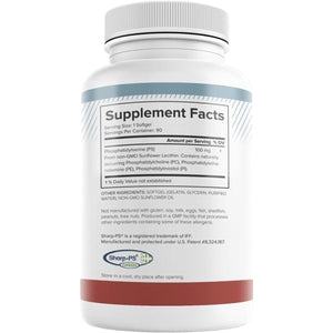 Soy Free Phosphatidylserine 100Mg - Phosphatidylserine Supplement from Sunflower Lecithin 90 Softgels - Suppviv