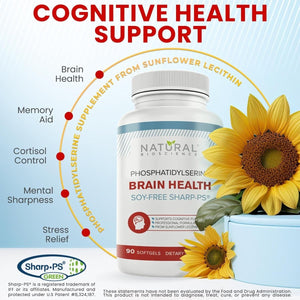 Soy Free Phosphatidylserine 100Mg - Phosphatidylserine Supplement from Sunflower Lecithin 90 Softgels - Suppviv