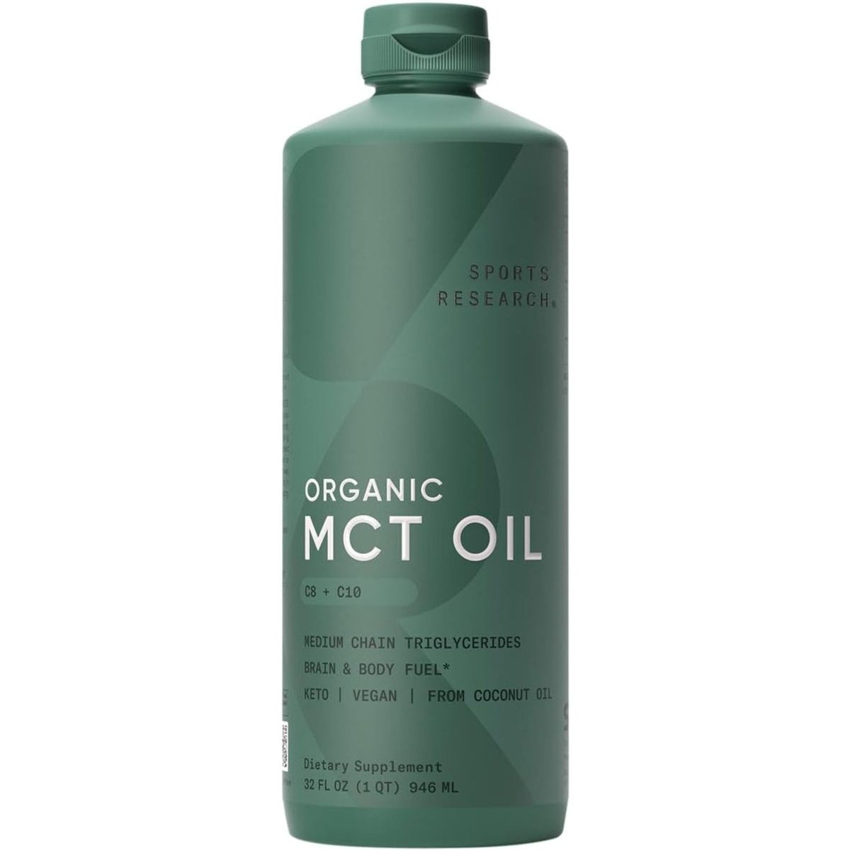 Sports Research Organic MCT Oil - Keto & Vegan Mcts C8, C10 from Coconuts - 32 Oz - Suppviv