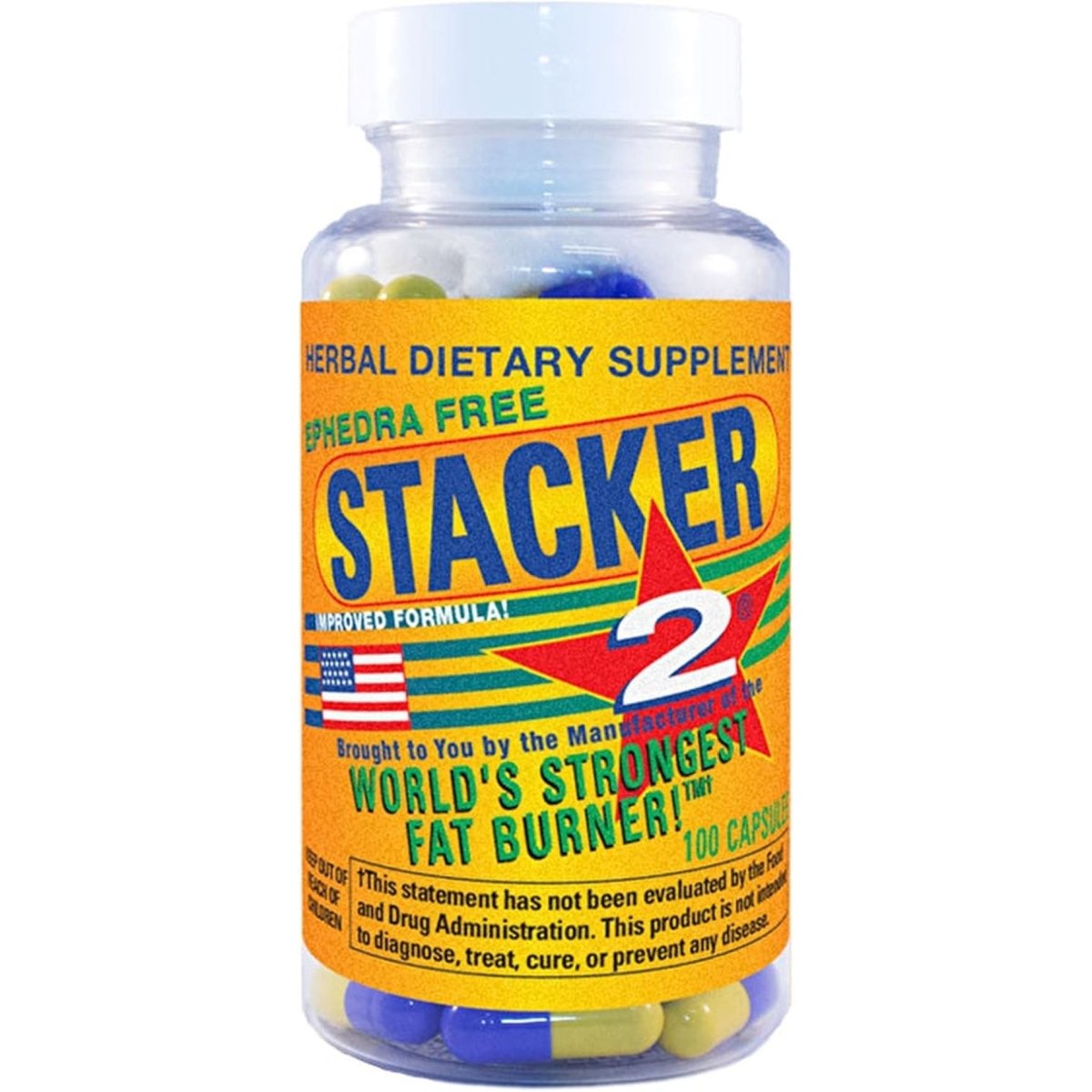 Stacker 2 Fat Burner Capsules, Ephedra Free, 100 - Count Bottle - Suppviv