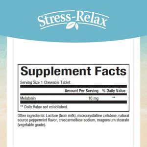 Stress - Relax Melatonin 10 Mg by Natural Factors 60 Chewable Tablets (60 Servings) - Suppviv