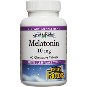 Stress - Relax Melatonin 10 Mg by Natural Factors 60 Chewable Tablets (60 Servings) - Suppviv