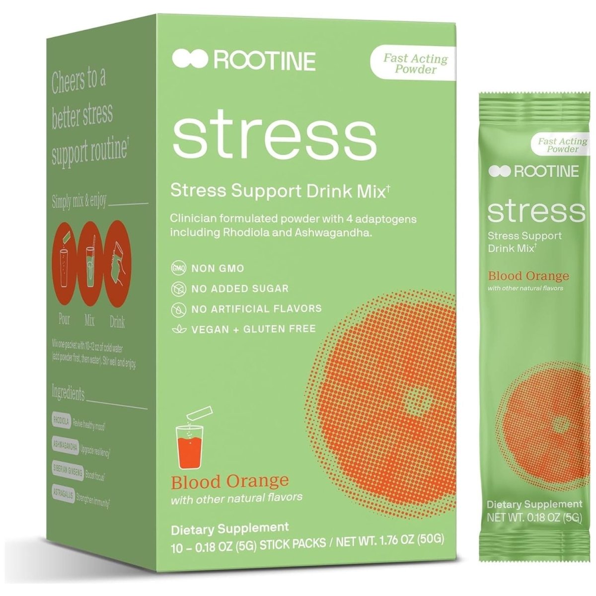 Stress Support Calm Drink Mix Supplement to Help Energy, Mood, & Balance Cortisol Levels 10 Pack - Suppviv