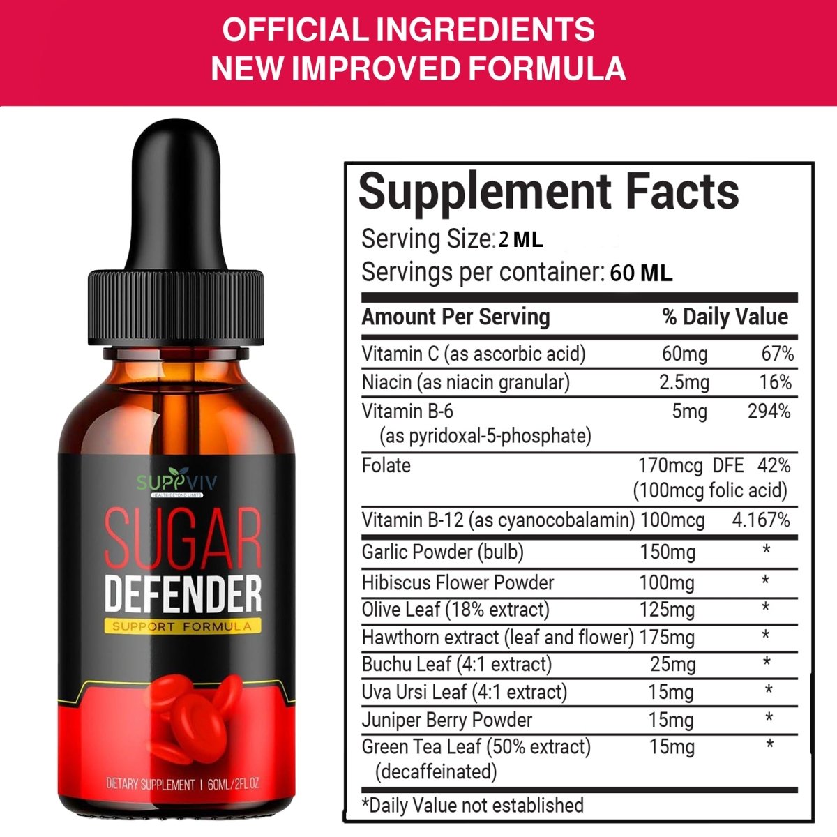 Sugar Defender Drops (Improved Formula) - Sugar Defender 24 Maximum Strength Supplement - Suppviv
