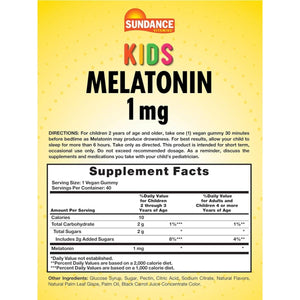 Sundance Kid'S Melatonin Gummies 1Mg | 40 Count | Cherry Flavor | Vegan, Non - Gmo, and Gluten Free Supplement - Suppviv