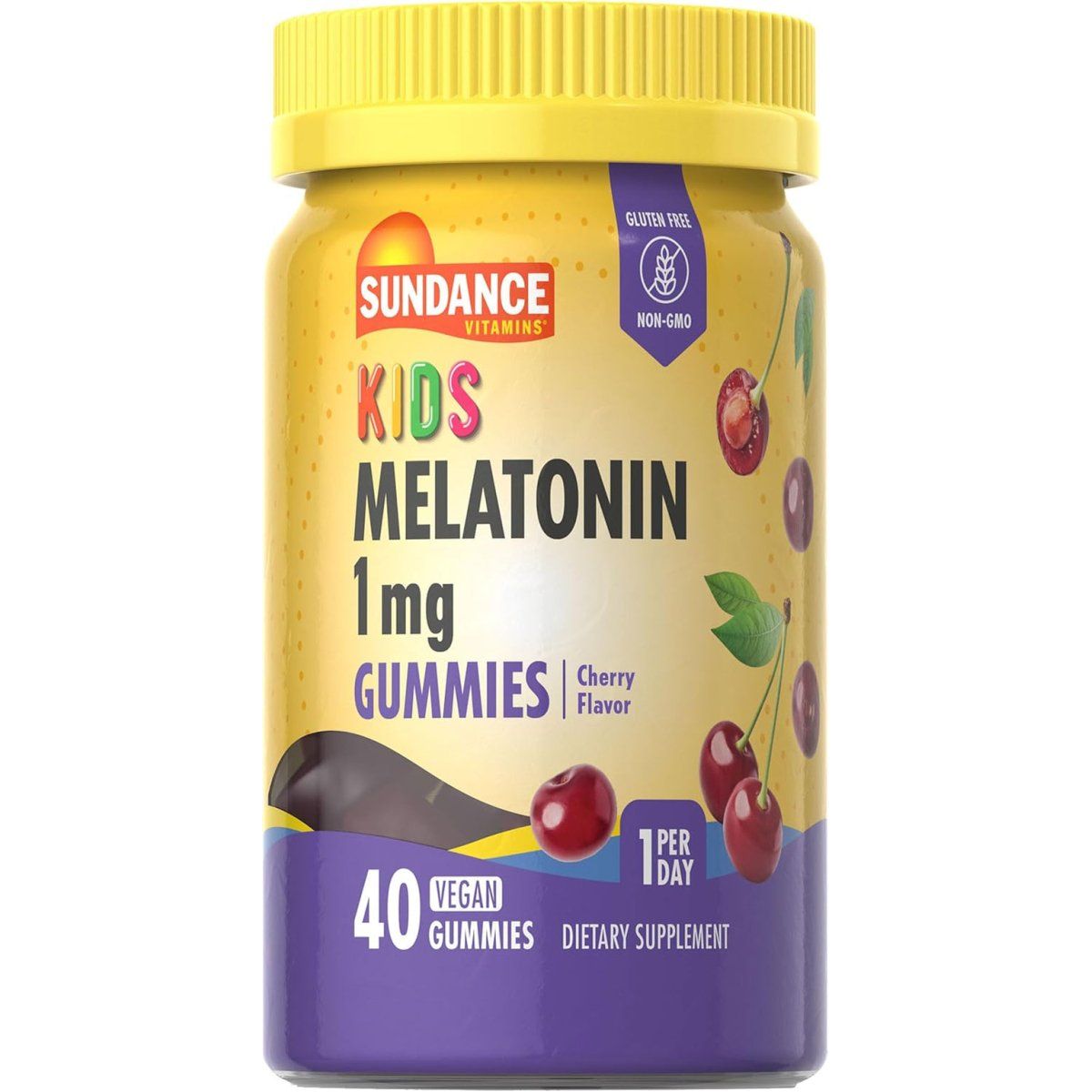 Sundance Kid'S Melatonin Gummies 1Mg | 40 Count | Cherry Flavor | Vegan, Non - Gmo, and Gluten Free Supplement - Suppviv