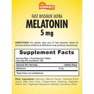 Sundance Melatonin 5Mg Tablets | 180 Vegetarian Count - Suppviv