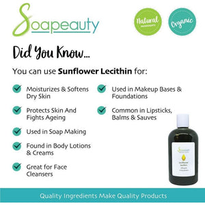 SUNFLOWER LECITHIN Liquid Oil | Cold Pressed Unrefined | Skin Moisturizer, Soap Making, Lotion | 8 Fl Oz - Suppviv