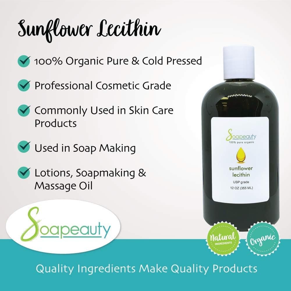 SUNFLOWER LECITHIN Liquid Oil | Cold Pressed Unrefined | Skin Moisturizer, Soap Making, Lotion | 8 Fl Oz - Suppviv