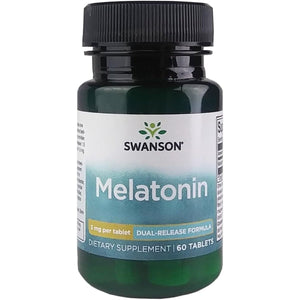 Swanson Dual - Release Melatonin - Sleep Schedule Supplement - (60 Tablets, 3Mg Each) - Suppviv
