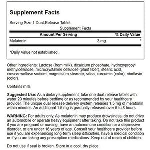 Swanson Dual - Release Melatonin - Sleep Schedule Supplement - (60 Tablets, 3Mg Each) - Suppviv