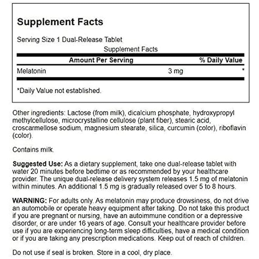 Swanson Dual - Release Melatonin - Sleep Schedule Supplement - (60 Tablets, 3Mg Each) - Suppviv